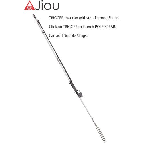 Fishing Pole Spear semi-Automatic Glass Fiber 5.5' Travel 3 Pieces Hawaiian Sling with 2 Tips and Bag