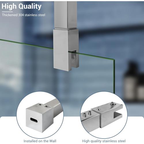 Shower Door Support Bar, Stainless Steel Glass to Ceiling Rod 18.2-31.7 (462mm-805mm), for Fix 5/16 (8mm) to 3/8 (10mm) Frameless Shower Glass Panel, Polished Chrome