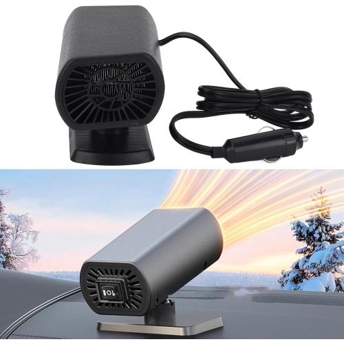 200W 12V Car Heater - Fast Heating Fan with Hot Wind for Windshield Defrost and Defogger, Ideal for Winter Driving in Black