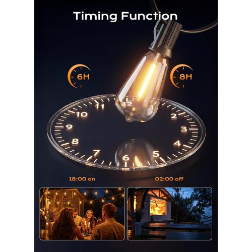 Minetom 100FT Outdoor String Lights with Remote, ST38 Patio Lights Dimmable | Waterproof LED Christmas Lights with 3 Modes, Shatterproof Connectable Outside Lights for Backyard Porch Deck Garden Decor