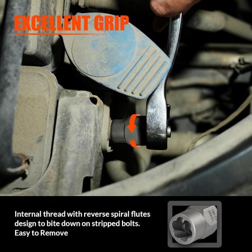 Bolt Extractor Set Heavy Duty, 13Pcs Bolt Extractor Kit with 3/8 Inch Adapter, Stripped Lug Nut Remover, Easy Out Bolt Remover Set for Rusted, Rounded, Damaged Nuts Screws