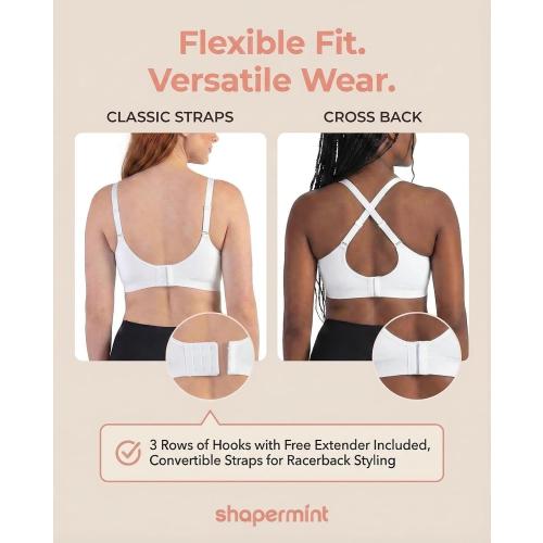 SHAPERMINT Bralettes for Women with Support - Adjustable Wireless Support Bra, Full Coverage No Underwire Seamless Bra