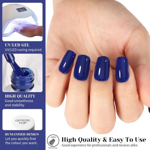 Deep Navy Blue Gel Nail Polish - 15ml Self-Leveling, Chip-Resistant, Lasts 28  Days for Salon Manicure at Home