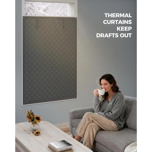 Window Insulation for Winter, Curtain Size , Thermal Insulated Window Cover with Oxford Cloth Thicken Cotton Filled, Windows, Grey