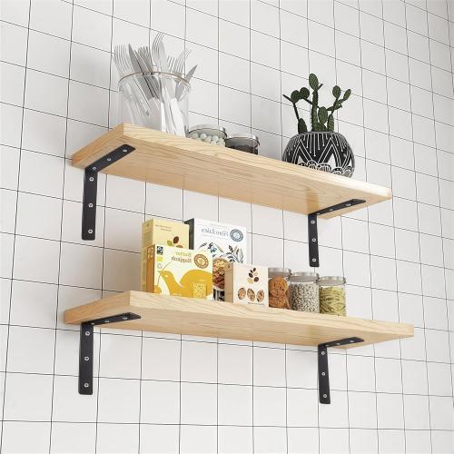 4 Pack Heavy Duty Floating Shelf Brackets, Black Metal L Wall Brackets, DIY Industrial Shelf Brackets - L 6 x H 4 x W 1.6 ( 1/5 Inch Thicked )