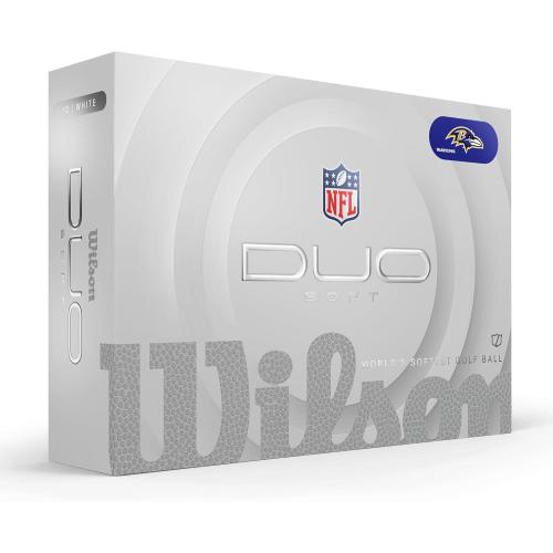 WILSON 2025 Duo Soft NFL Golf Ball - 12 Balls, White,  Baltimore Ravens