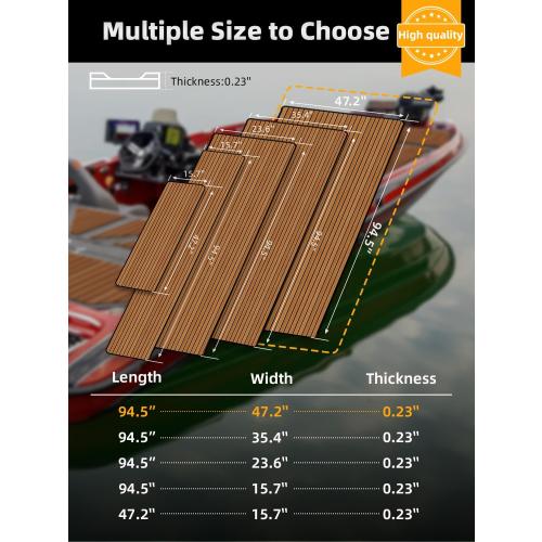 FOCEAN Boat Flooring EVA Foam Boat Decking Faux Teak Marine Flooring Marine Mat Sheet for Motorboat Jon Boats Bass Boat RV Kayak, 94.5x 47.2/35.4/23.6/15.7