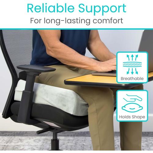 Vive Seat and Chair Cushion - Easy Rise for Elderly for Office, Wheelchair, Desk, Car & Couch - For Computer Use - Foam Sofa Pad With Cover - For Adults/Seniors - Relief for Back, Tailbone or Sciatica