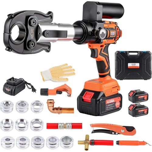 HZLZRZ 21V Brushless Motor Pro Press Tool for Copper & PEX Pipes Cordless Plumbing Press Tool Kit w/ 1/2, 3/4, 1 Copper & 3/8–1 ASTM F1807 PEX Dies | F877 Stainless Sleeves | For Professional Plumbers‼️missing items‼️