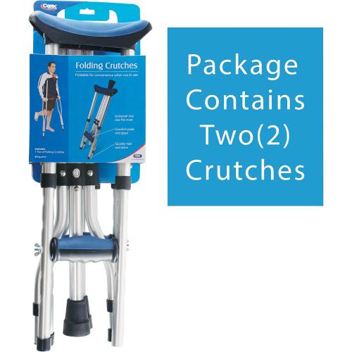 Carex Folding Aluminum Under Arm Crutches for Adults 4'11 to 6'1, 2 Lightweight Crutches Included, Universal for Walking, Walking Aid for Kids, Adults & Seniors, Includes Padded Underarm Cushions