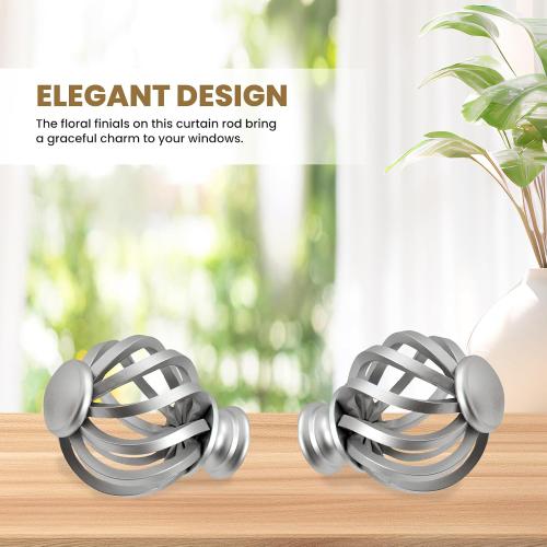 Luvenia Silver Decorative Curtain Rods,Adjustable Curtain Rod For Windows 30 to 60 Inch(2.5-5Ft),Curtain Rod For Bedroom, Living Room,Kitchen,Farmhouse