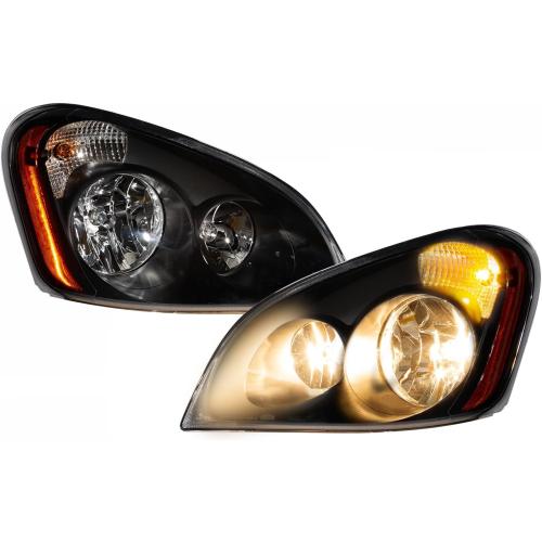 Pair Performance Headlights Fit for Freightliner Cascadia 2008-2016 Included All Bulbs Truck Headlamps assembly Left Driver & Right Passenger Side Black Housing Accessories