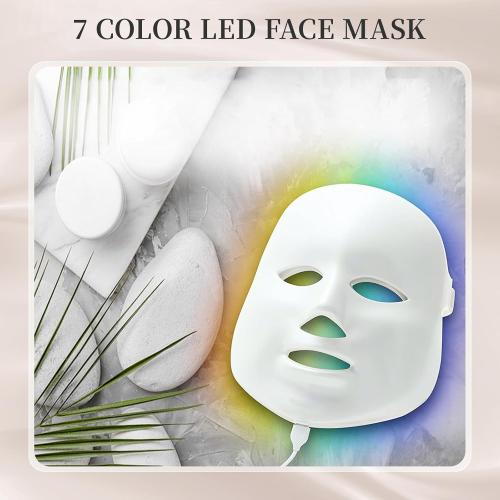 LED Face Mask Light Therapy, Red Light Therapy Mask with 7 Colors, 850nm Infrared & Red Light Therapy for Face, Portable Anti-Aging Skin Rejuvenation Tool with Timer for Home Use