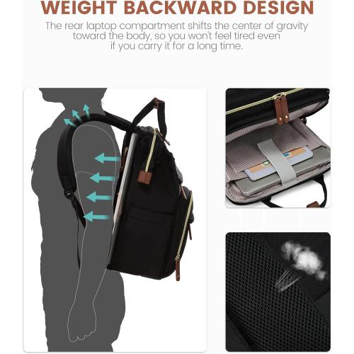 LOVEVOOK Laptop Backpack for Women, 17.3'' Waterproof Nurse Bag Teacher Work Backpack Purse for Women, Travel Computer Backpack for College Office Business Ladies