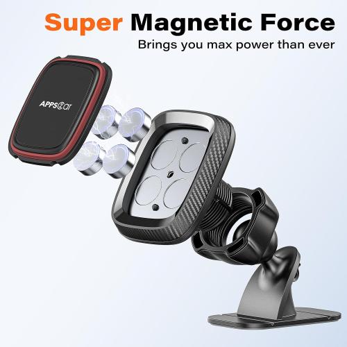 [2 Pack] Magnetic Phone Holder for Car, APPS2Car Dashboard Magnetic Car Phone Holder Mount with Strong VHB Adhesive Mounting, Requires Metal Plate for Use, Compatible with Most Phones(Not for Magsafe)