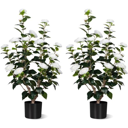 Artificial Camellia Tree, 35 Flower Plants Artificial Tree, Faux Floral Blooming Flower