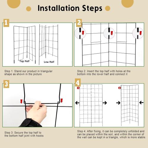 59 H x 31 L Foldable Cucumber Trellis for Climbing Plants,Two Panel Frame Garden Trellis,Raised Bed Vegetables Trellis for Bean,Peas,Grape,Cucumber,Fruit,Flower