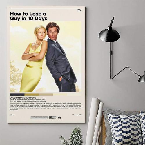 VALKEM How to Lose A Guy in 10 Days Movie Poster Vintage Minimalist Poster 90s Canvas Wall Art Room Aesthetic Decor Posters 12x18inch(30x45cm), Unframe-style-6