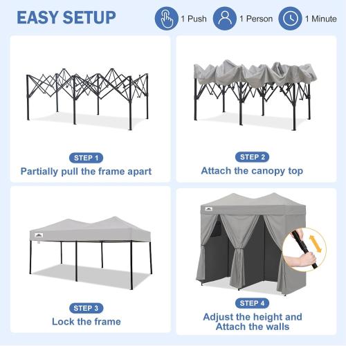 EAGLE PEAK Outdoor Pop Up Changing Room 8x4 ft, 2-Room Portable Privacy Shelter for Beach, Pool, Photoshoots or Dressing Room, Gray