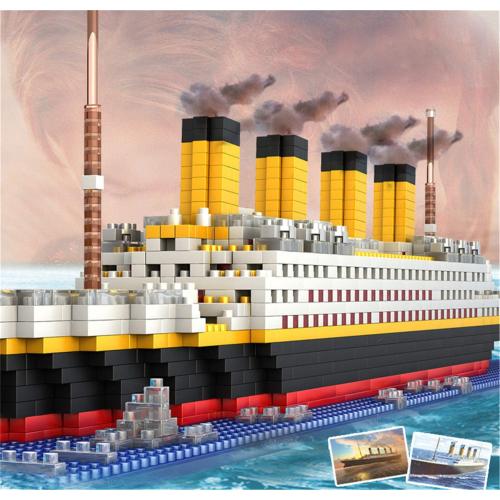 Titanic Ship Model Building Block Set, 3D Puzzle Sets DIY Educational Toys, Bricks Toy, with 1860Pcs Micro Mini Blocks, Ideal Gift for Kids and Adults