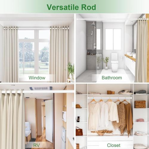 Tension Curtain Rod,43-102 Inch Shower Rod No Drilling,Shower Curtain Rods Spring Tension Rod Non-Slip - Heavy Duty Adjustable Curtain Rod,Shower Rods for Bathroom Windows Doorway,Matte White
