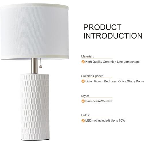 20 Small Bedside Table Lamps for Bedroom Set of 2, Modern Lamps for Night Stands, Farmhouse Table Lamps for Living Room, Home Office and Hallways,White