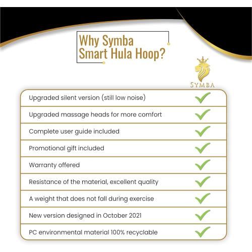 Symba Smart Weighted Hula Hoop, Hoop Fit, Premium PVC Quality