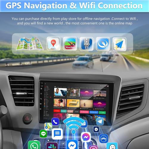 Car Stereo for Honda Civic 2012 2013 2014 2015 with Bluetooth,Podofo Android 13 9 Inch Touchscreen Car Radio Receiver with GPS Navigation/Mirror Link/WiFi/SWC/USB/FM/RDS   AHD Backup Camera