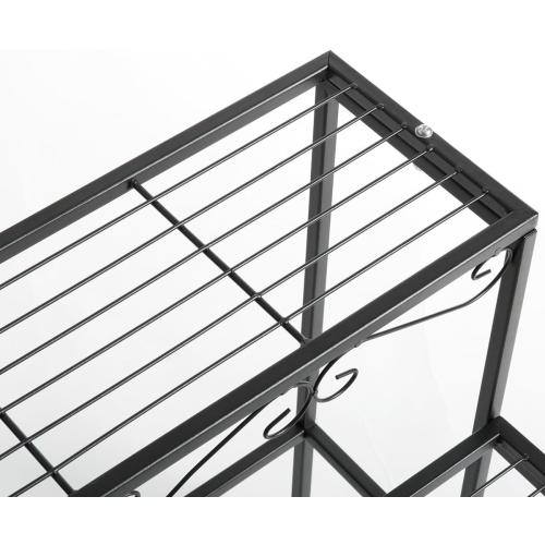 DOEWORKS 3 Tier Stair Style Metal Plant Stand, Garden Shelf for Large Flower Pot Display Rack Indoor Outdoor, Black