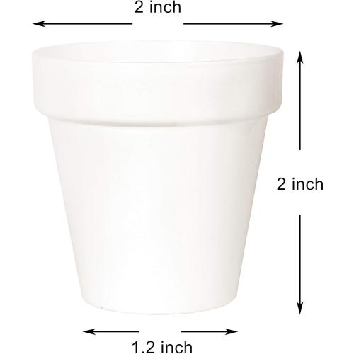White 2 Pack of 24 Youngever 24 Pack 2 Inch Mini Plastic Planters, Indoor Flower Plant Pots, White Gardening Pot with Drainage - NO Plant Included