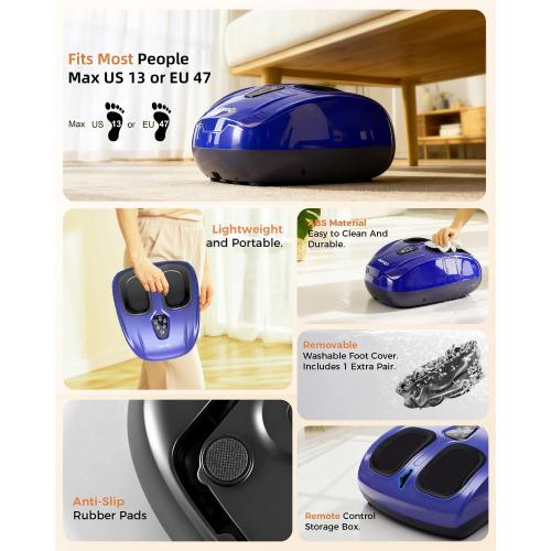 Foot Massager with Heat,Shiatsu Deep Kneading Massager for Plantar Fasciitis, Foot Massage Machine with Multi Massage Modes & Remote Control for Pain Relief(Blue Purple) USED