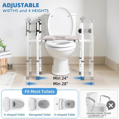 Heavy-Duty Bedside Commode 3-in-1Toilet Commode Chair Extra-Wide Seat 500 Pound Weight Capacity Bucket with Lid Included Adjustable Height & Width for Seniors Disabled Patient Home Care