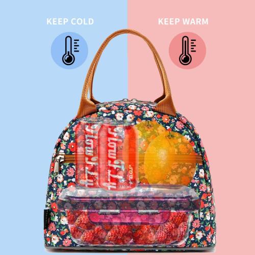 FlowFly Insulated Lunch Cooler Bag - Tote Bag Organizer for Women/Men, Floral#Red