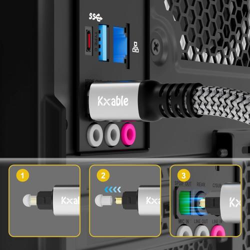 Optical Audio Cable 40 FT, Digital Audio Cable, Toslink Fiber Optic Cord, [Nylon Braided, Slim Aluminum Shell, Gold Plated Connector], for Home Theater, Sound Bar, PS4, Xbox, TV and More