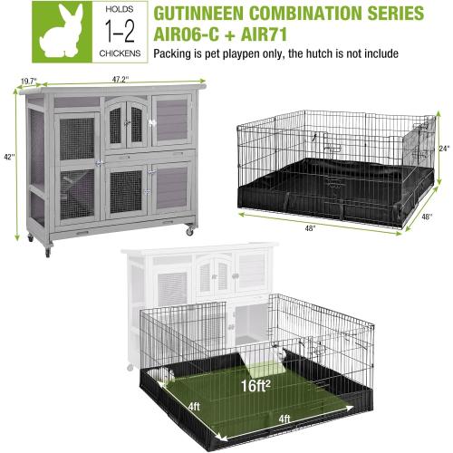GUTINNEEN Rabbit Pet Playpen Bunny Run Extension Indoor Small Animal Pen (Playpen Only)