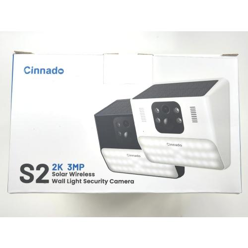 Cinnado Outdoor Camera Wireless-2.4G 2K Solar Wall Light Cameras for Home Security with AI Motion Detection, Waterproof,Motion Activated Light, Siren Cloud/SD Storage, Compatible with Alexa,S2