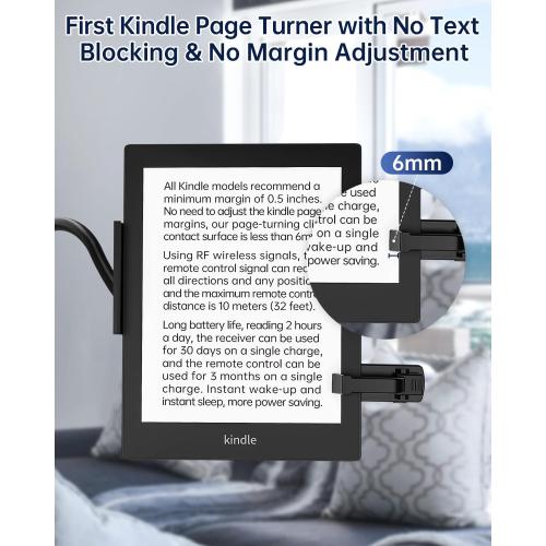 Kindle Holder with Remote Page Turner | Hands-Free Stand for Reading in Bed or Desk – Compatible with Kindle Paperwhite, Oasis, iPad, iPhone, and More | Fits Devices from 4.5” to 10”