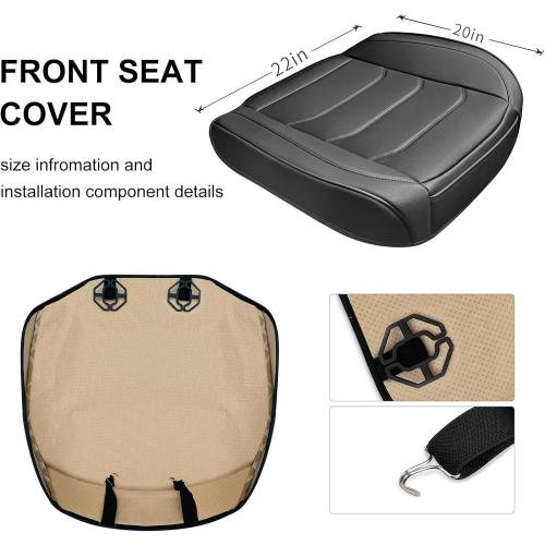 Car Seat Cover for Luxury & Comfort - PU Leather, Anti-Slip, Full Wrap Protection with Storage Pocket for Bottom Cushion - Universal Fit for 95% of Vehicles (Black,1 Piece)