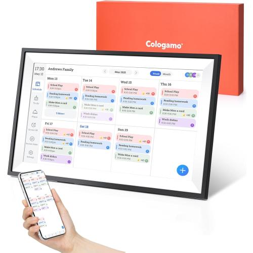 15.6 Digital Calendar Chore Chart – 1080P Full HD Interactive Touchscreen, Smart Family Planner, Hearth Display Digital Calendar Wall & Desk Mountable for Seamless Scheduling (Black)