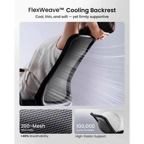 ProtoArc Ergonomic Office Chair – Flexer Mesh Couputer Chair for Women, Foam Sliding Seat, 125° Recline, Home Desk Chairs for Small Spaces, Stylish & Comfortable – Black