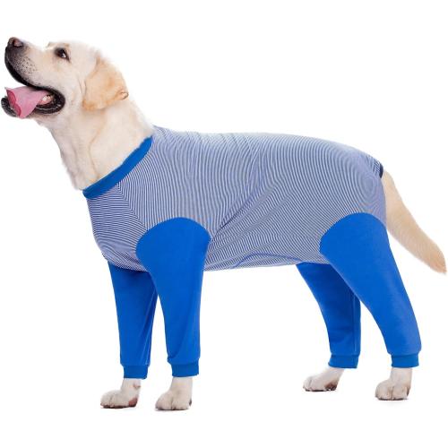 Yeapeeto Dog Onesie Surgery Recovery Suit for Large Medium Bodysuit Dogs Pajamas PJS Full Body for Shedding, Prevent Licking, Wound Protection, Cone Alternative (7X-Large (Pack of 1), Blue)