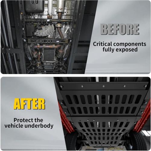 Skid Plates Compatible with 2021-2025 Ford F150 3.5L Supercrew Engine Lower Protection Carbon Steel Transmission Splash Guard Underbody Protecter 2024 F-150 Accessories