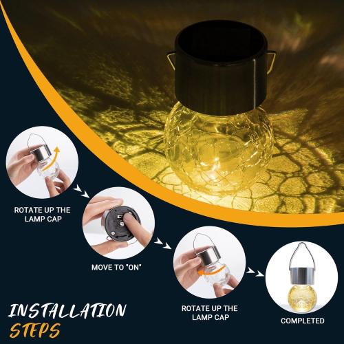 GIGALUMI Solar Lights Outdoor Waterproof, 12 Pack Solar Hanging Lights Garden Decor, Gifts for Women, Solar Outdoor Lantern Waterproof Cracked Glass for Yard, Fence, Tree(Warm White)