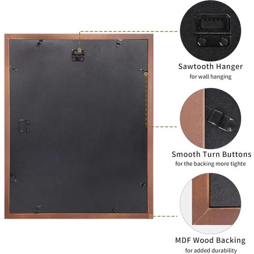 4x6 or 5x7 Picture Frames, Rustic Brown Wooden Frame with Real Glass, Displays Pictures Five 4x6 with Mat or 5Pcs 5x7 without Mat for Wall Mounting, Photo Collage Frame
