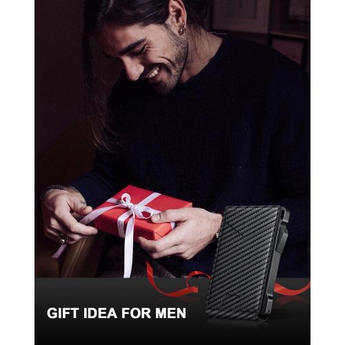 Wallet for Men RFID Wallet with 2 ID Windows & Money Clip, Slim Card Holder | 10-12 Cards Bifold Minimalist Smart Pop Up Wallet for Front Pocket Compact Metal Credit Card Holder Birthday Gifts for Men