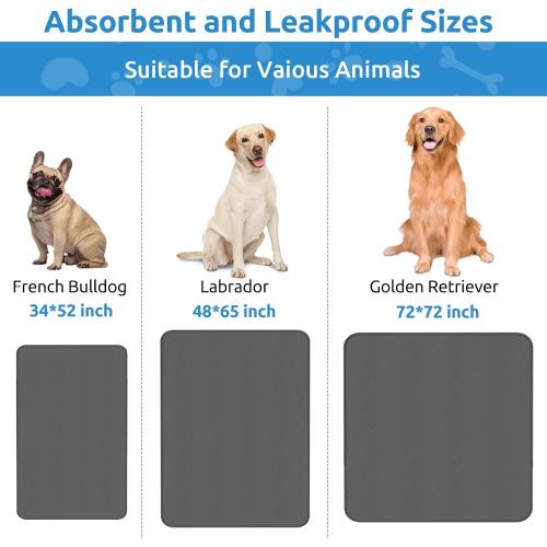 CoolShields Washable Puppy Dog Pee Pad, 48 X65 Extra Large, Waterproof Whelping Training Pet Mat for Playpen, Crate, Potty, Floor, Bed, Sofa and Trunk, Reusable Pee Pads for Dogs, Cats, Bunny