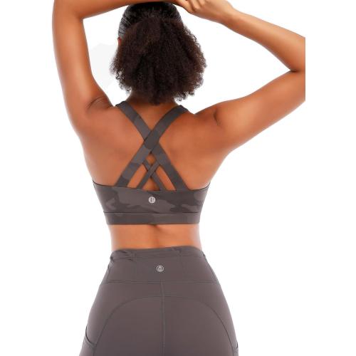 Size L RUNNING GIRL Sports Bras for Women,Padded Strappy Sports Bras Criss-Cross Back Medium Support Sports Bras with Removable Cups