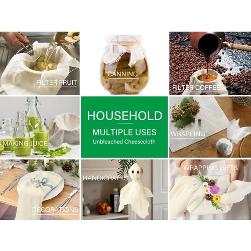 Organic Cheese Cloths, GOTS Certified, Grade 100, 36x36Inch, Reusable Cheese Cloth with Closed Edges Fabric Fine Mesh Cloth, Unbleached Cotton Muslin Cheesecloth for Straining,Cooking,Crafts - 9 Sq.Ft