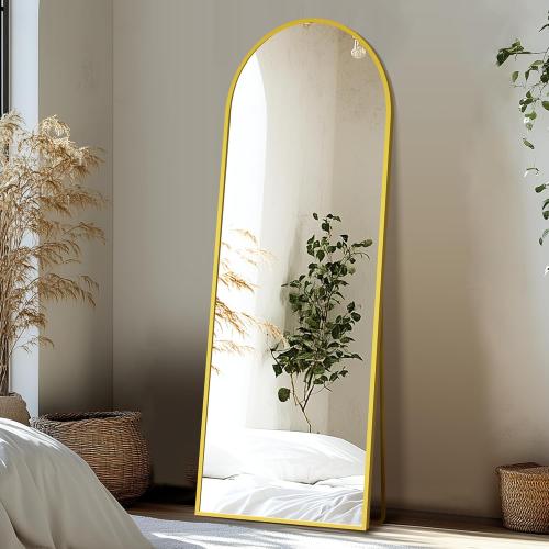 Size 56x20 Color Gold Delma Full Length Mirror, Large Floor Mirror for Wall, Bedroom, Bathroom, Living Room with Aluminium Frame (Stand, Arch 56x20-Gold)