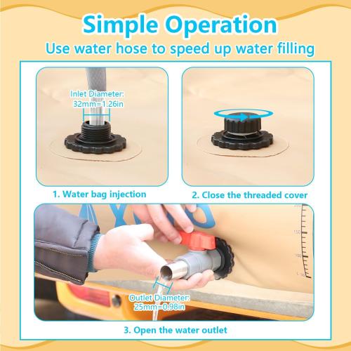 63Gal/240L XITAO Water Storage Bladder w/Water Level Indicator, Large Capacity Foldable Water Storage Containers, Portable Emergency Water Tank Water Bag for RVs, Fire Prevention, Irrigation